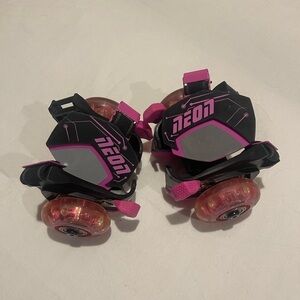 Neon Pop N Lock Street Rollers clip-on LED Age 6+ 110 Lb. Pink & Black Skates